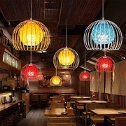 餐厅吊灯现代简约藤编鸟笼复古铁艺灯创意个性过道阳台奶茶店吧灯