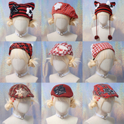 本守造原创手工，红色系列帽子发箍贝雷帽，云朵帽甜酷亚文化