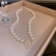 2023年时尚个性珍珠镶钻花朵，项链颈链锁骨，链网红气质项饰