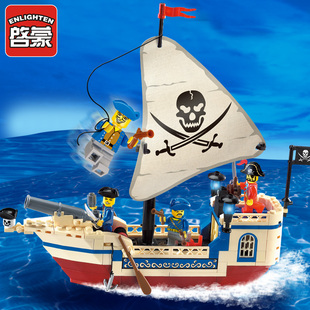 儿童拼装加勒比海盗船积木，玩具男孩启蒙益智力，小颗粒模型拼图礼物