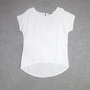 夏季白色纯棉短袖女上衣纯色圆领，宽松遮肚子中长款t恤打底衫