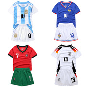 24儿童足球服阿根廷梅西葡萄牙c罗法国(罗法国)姆巴佩德国队速干球衣