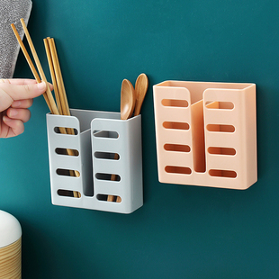 壁挂式筷子篓免打孔家用厨房筷笼餐具勺子，收纳盒沥水筷筒置物架托
