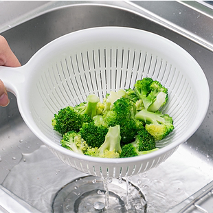日本进口洗菜篮塑料沥水篮双层果盆 大捞面勺 捞饺子勺