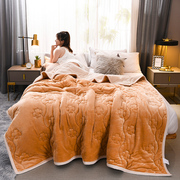 美式法兰绒加厚毛毯盖毯单人，双人珊瑚绒，毯子三层秋冬保暖绒毯被子