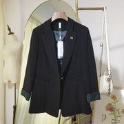 丽之ct3808小西装外套，修身一粒扣通勤黑色时尚，韩版2024春季女士