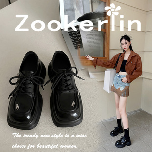 zookerlin增高显瘦厚底，单鞋小皮鞋，刘雯同款英伦百搭松糕乐福鞋女