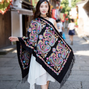 西藏腰果绣花仿羊绒超大加厚大长巾秋冬季空调披肩围巾旅游