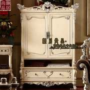 欧式实木衣柜衣橱白色家用别墅，雕花卧室高端双门储物柜收纳柜定制
