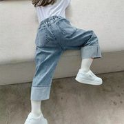 儿童牛仔裤女2024年春秋，韩版休闲潮流，百搭中小女童直筒阔腿裤