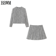 bbwm欧美女装纹，理短款西装外套裙裤30461953046095