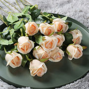 绢花仿真玫瑰花枝 单支雪山玫瑰花束把花插花装饰客厅家居仿真花