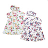 夏季外贸1-2岁婴儿裙子女宝宝短袖三角哈裙+发带女孩花朵连衣裙
