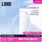loho眼镜1.60近视，非球面镜片2片装1.591pc宇宙，片超薄配镜定制镜片