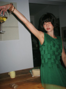 Bettychow重工vintage 真丝编织绿色连衣裙圆领通勤无袖背心裙