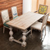 欧式圆形实木餐桌美式乡村，桌复古做旧原木简约松木长方形桌椅组合