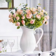 法式花瓶风复古浮雕陶瓷奶罐奶壶白色感客厅插花装饰摆件