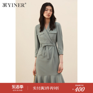 yiner音儿女装秋季时尚，通勤ol连衣裙