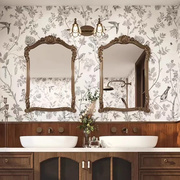 法式复古浴室镜双人卧室化妆镜异形LED智能梳妆镜欧式壁挂洗漱镜