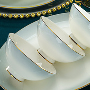 景德镇陶瓷器高档家用骨瓷餐具碗碟套装饭碗盘碟子餐具套装送