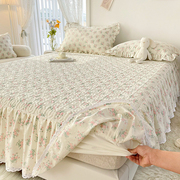全棉床裙床笠床罩二合一体四季通用纯棉夹N棉床单单件床垫保护套