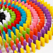 木制彩色多米诺骨牌 100片儿童早教益智机关比赛积木玩具