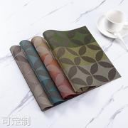 简约垫创意编织防水防烫垫隔热垫欧美餐垫，长方形绿色蓝色餐垫