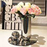 现代轻奢创意银色花瓶家居客厅餐桌干花假花插花瓶样板房装饰摆设