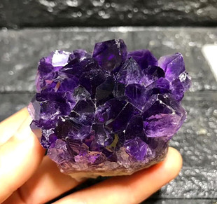 天然乌拉圭紫水晶簇洞片原石 原矿消磁紫晶块原矿把玩小摆件A15