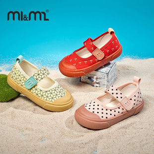 m1m2西班牙童鞋女童夏季透气帆布鞋儿童多巴胺布鞋软底魔术贴