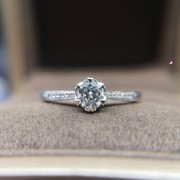 水贝珠宝 30分星光六爪GIA钻石戒指女款 18K金白金钻戒 结婚