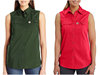 无袖衬衫背心速干外贸102478女装夏季雪纺翻领气质上衣薄款红色绿