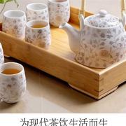 送竹托景德镇陶瓷茶具，套装家用整套功夫，现代简约茶壶茶杯子6只装