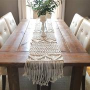 北欧编织桌旗 手工编织桌毯婚礼宴会装饰桌布环保棉绳