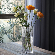 北欧方形玻璃花瓶透明养富贵竹，百合玫瑰鲜花器皿，创意摆件客厅插花