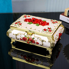欧式金属立体玫瑰首饰盒珠宝盒饰品收纳盒装饰饰品盒摆件结婚