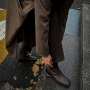 MRCYC切尔西靴男士秋冬季韩版高帮英伦风方头皮鞋增高百搭马丁靴