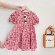 女童网红爱心公主裙，2024夏季韩版儿童洋气短袖连衣裙宝宝裙子