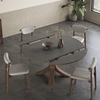 伸缩岩板餐桌圆形，轻奢现代简约方圆两用旋转折叠侘寂风实木餐桌
