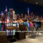 现代3d立体纽约城市夜景，背景墙墙纸壁纸客厅餐厅，ktv无缝大型壁画