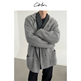 COLN粗针西装领开衫才是专属于冬日氛围感很重很厚很沉当然也很暖