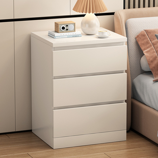 床头柜简约现代白色，卧室大号储物收纳柜经济型，简易床边柜置物架