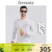 ferrante费兰特男士时尚，休闲圆领条纹，长袖t恤6172-87