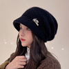 堆堆帽子女秋冬韩版潮百搭兔毛，冷帽保暖月子帽防寒套头针织毛线帽