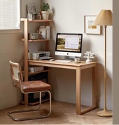 三两枝实木书桌书架一体桌子学生家用简约橡木转角办公写字电脑桌