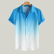 Short sleeve 3D printing lapel shirt for men3D印花翻领衬衫男