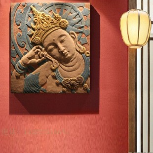 东南亚佛像浮雕壁饰，墙饰仿古工艺品玄关，挂件壁画壁饰悠然自得