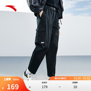 安踏梭织运动长裤，女冬季中腰直筒滑板裤，休闲工装裤162338512