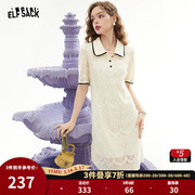 妖精的口袋白色蕾丝polo连衣裙女2023夏季气质显瘦高级感裙子