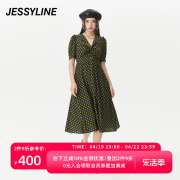 jessyline夏季女装杰茜，莱长款印花收腰连衣裙323111451